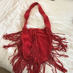 Large Red Fringe LF Tote
